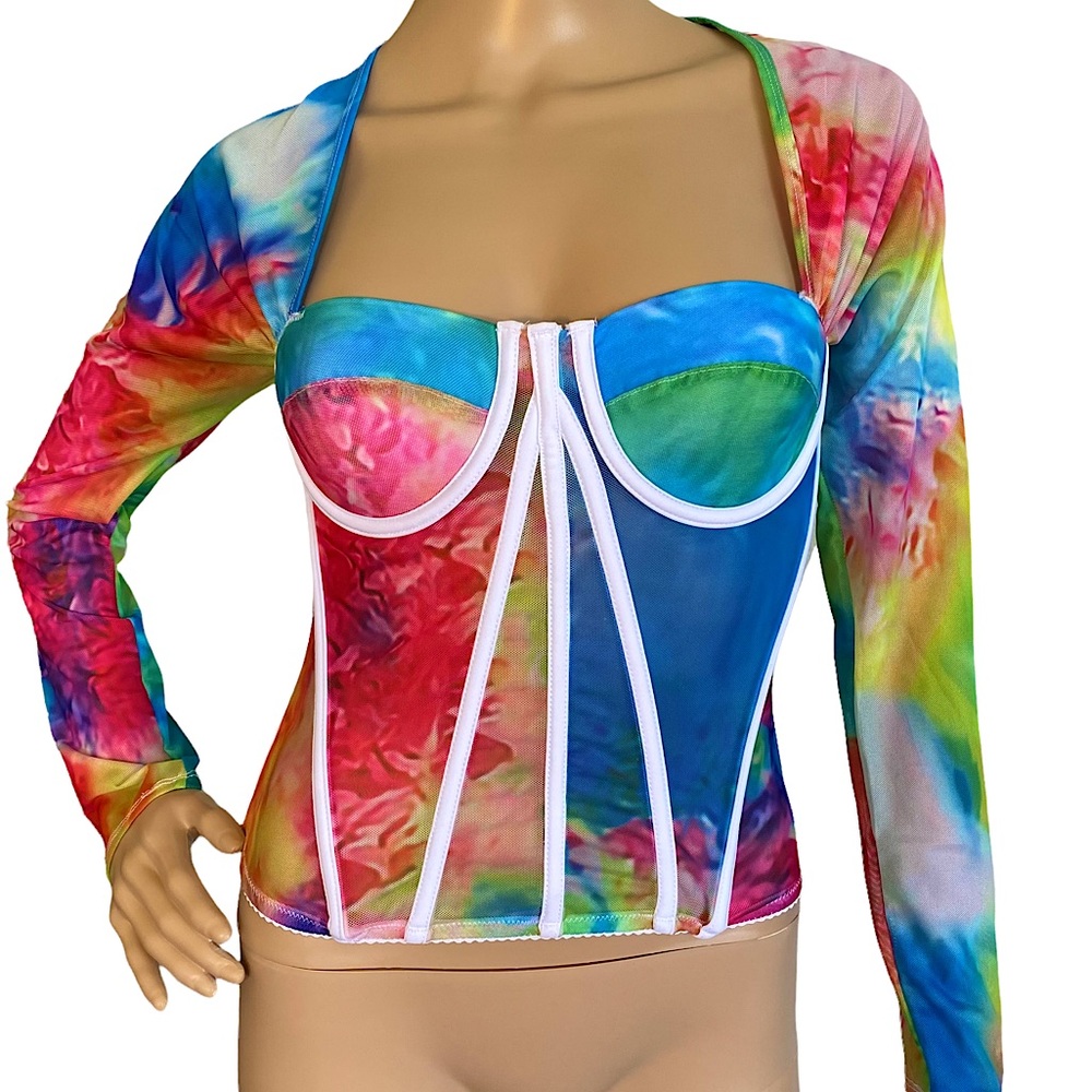 🆕 AKIRA  | TIE DYE RAINBOW CORSET TOP  SZ M